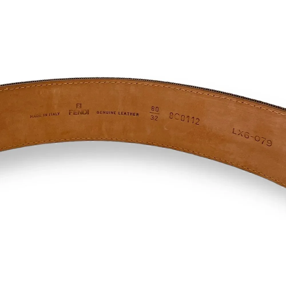 FENDI Classic Monogram Zucca Print Belt with FF Motif Gold-Tone Buckle |Size: S|